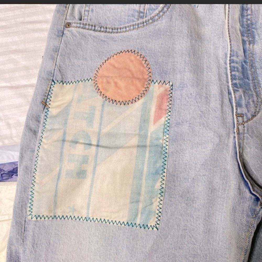 Pilcro Ultra High-Rise Patchwork Denim Bermuda Shorts - Picture 4 of 12